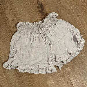 Pink Lily Cream Ruffled Shorts